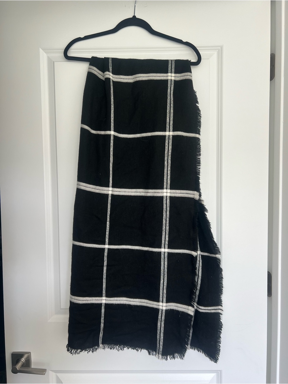 Classic Black Windowpane Blanket Scarf - One Size